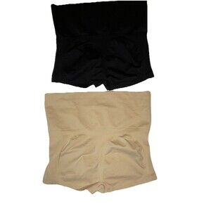 New wO Tags MeMoi TWO set XL High Waisted Shaper Boyshort Black Nude shapewear
